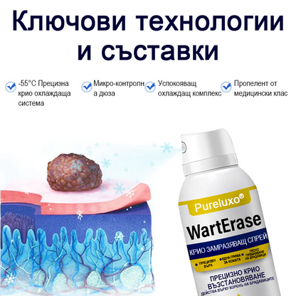 Pureluxo® WartErase Крио Спрей за Замразяване на Брадавиците