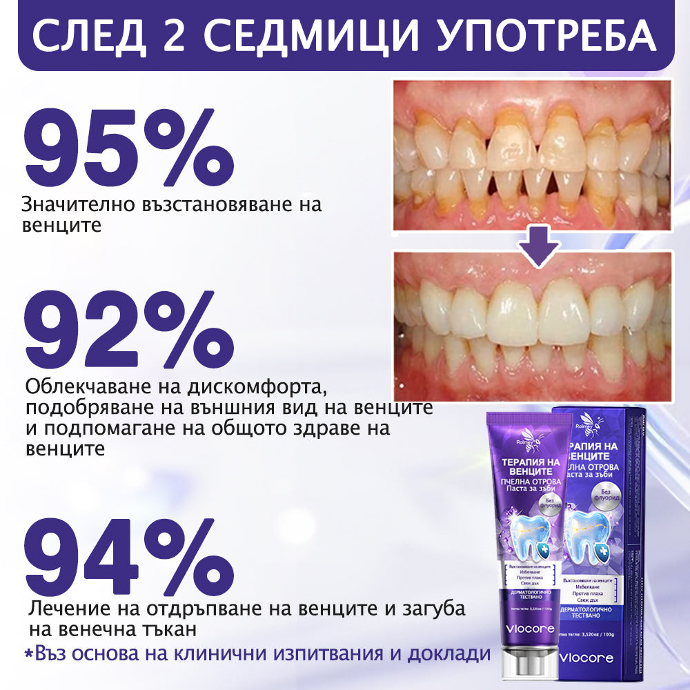 Pureluxo® VioCore паста за зъби с пчелна отрова — 🔥създадена специално за грижа за венците